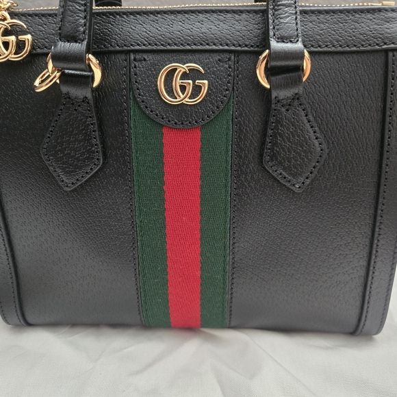 Gucci Ophidia Black Tote with Red and Green Stripes - Picture 3 of 16